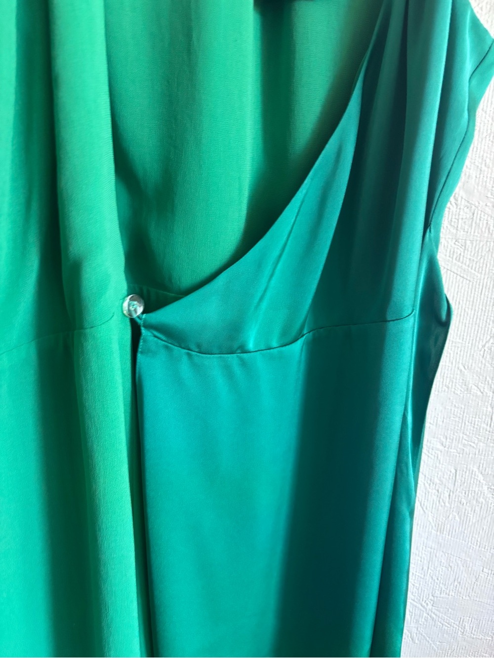 NWT Ramy Brook Emerald Jade Green Satin Charmeuse Mini Knot Detail Wrap Dress - Picture 12 of 15